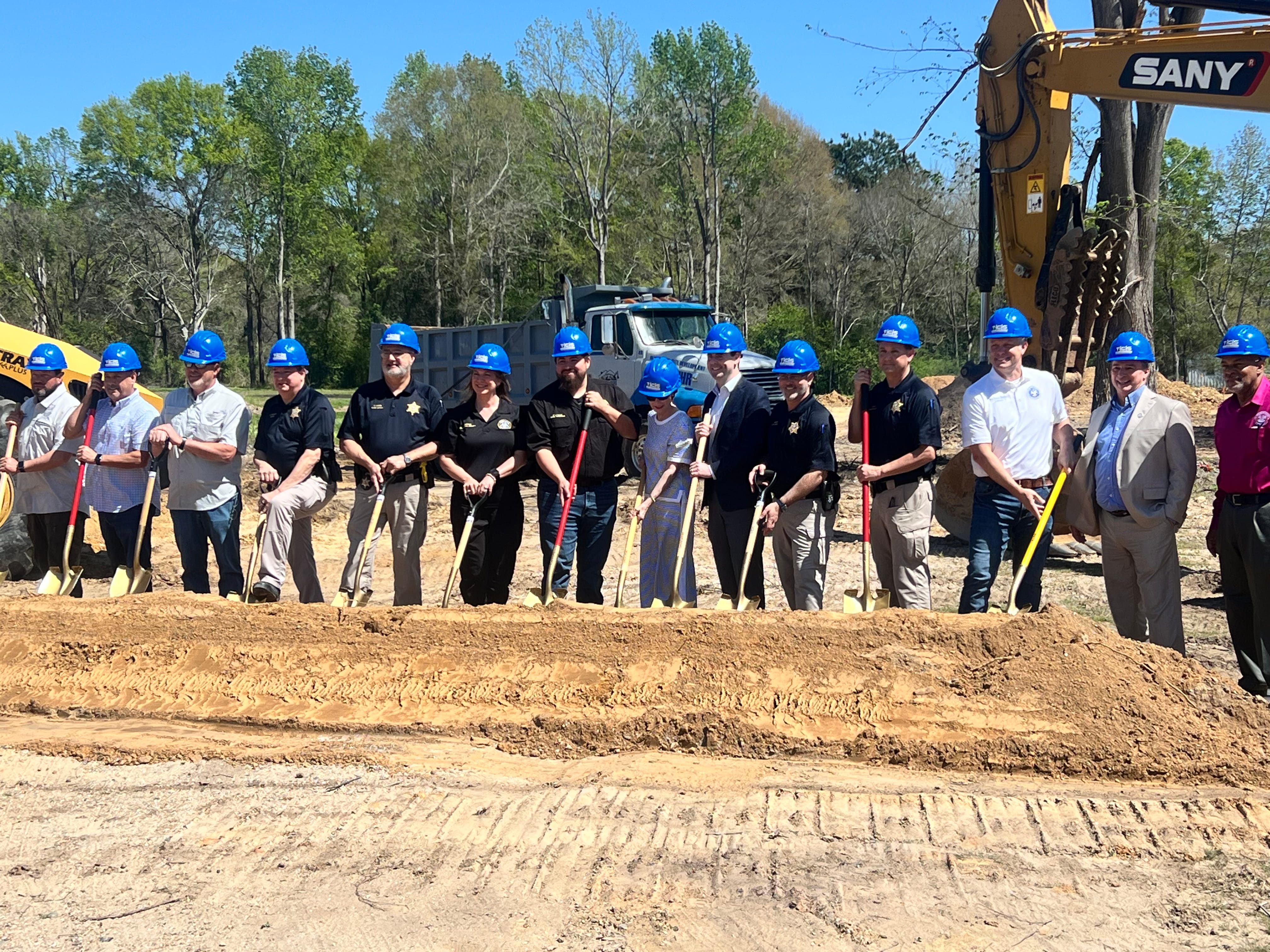 Officials and community leaders break ground on the new E9-1-1 Emergency Operations Center in Red River Parish, March 2026