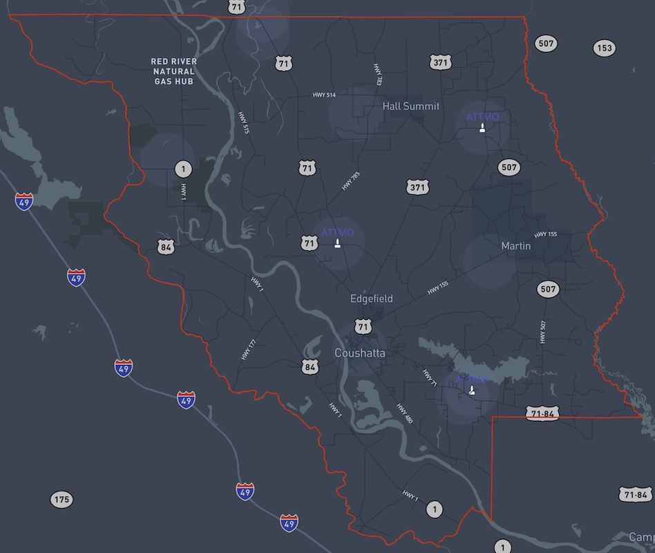 Modern satellite map showing parish boundaries and addressing data